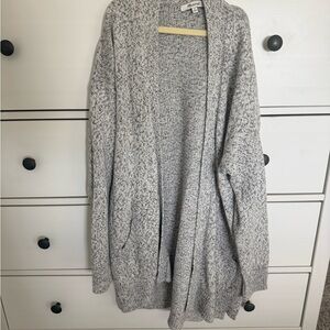 Madewell Marled Light Gray Open-Front Knit Cardigan